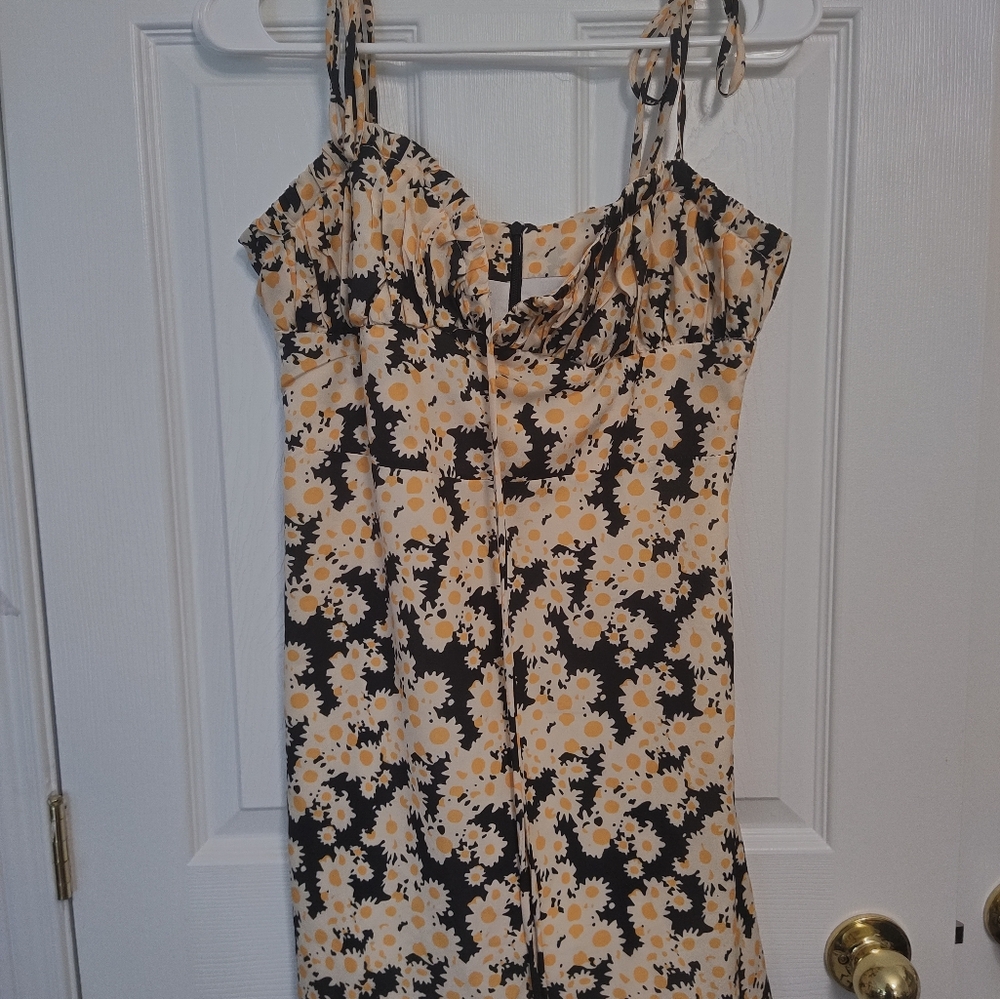 Brown and Yellow Floral Dress